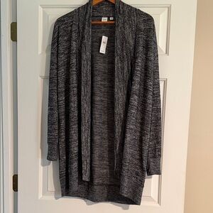 GAP Charcoal Marled Open-Front Cardigan